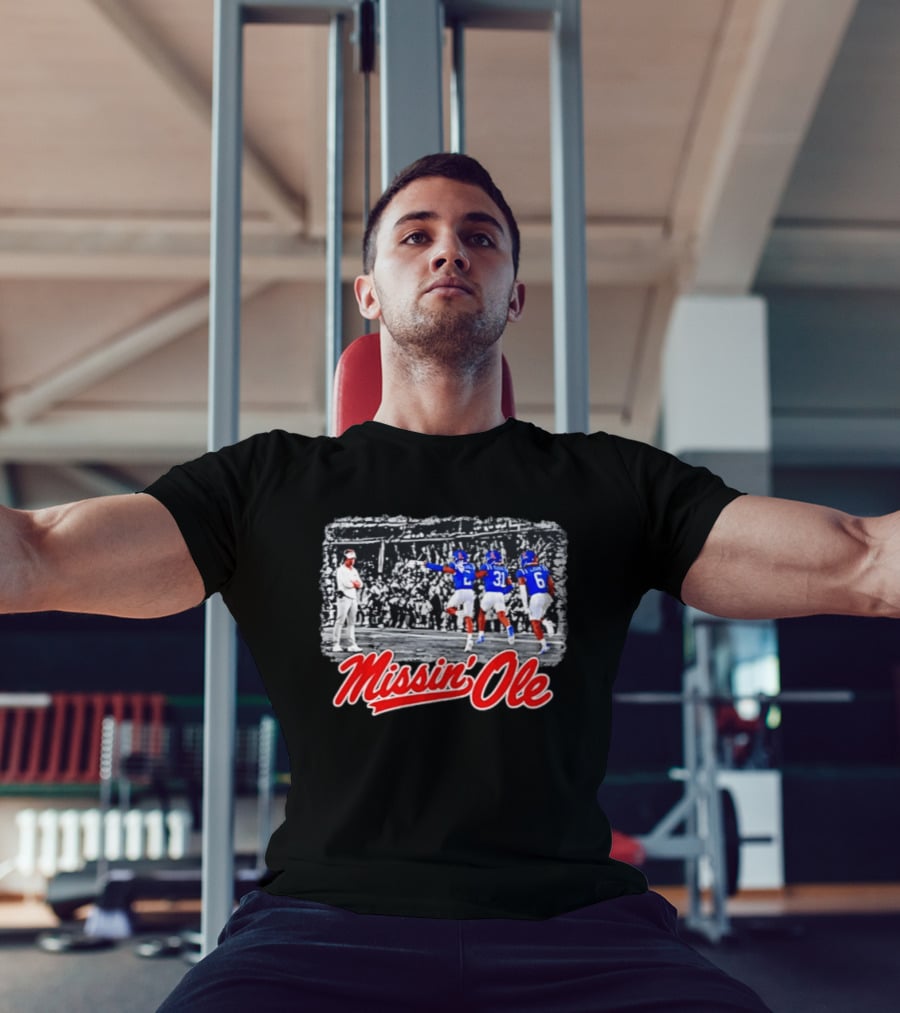 Missin' Ole Mississippi Football Scene With Players And Coach T-Shirt