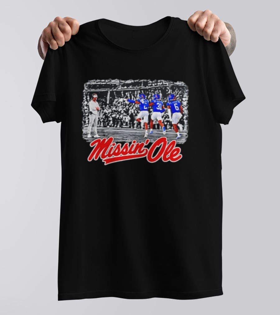 Missin' Ole Mississippi Football Scene With Players And Coach T-Shirt