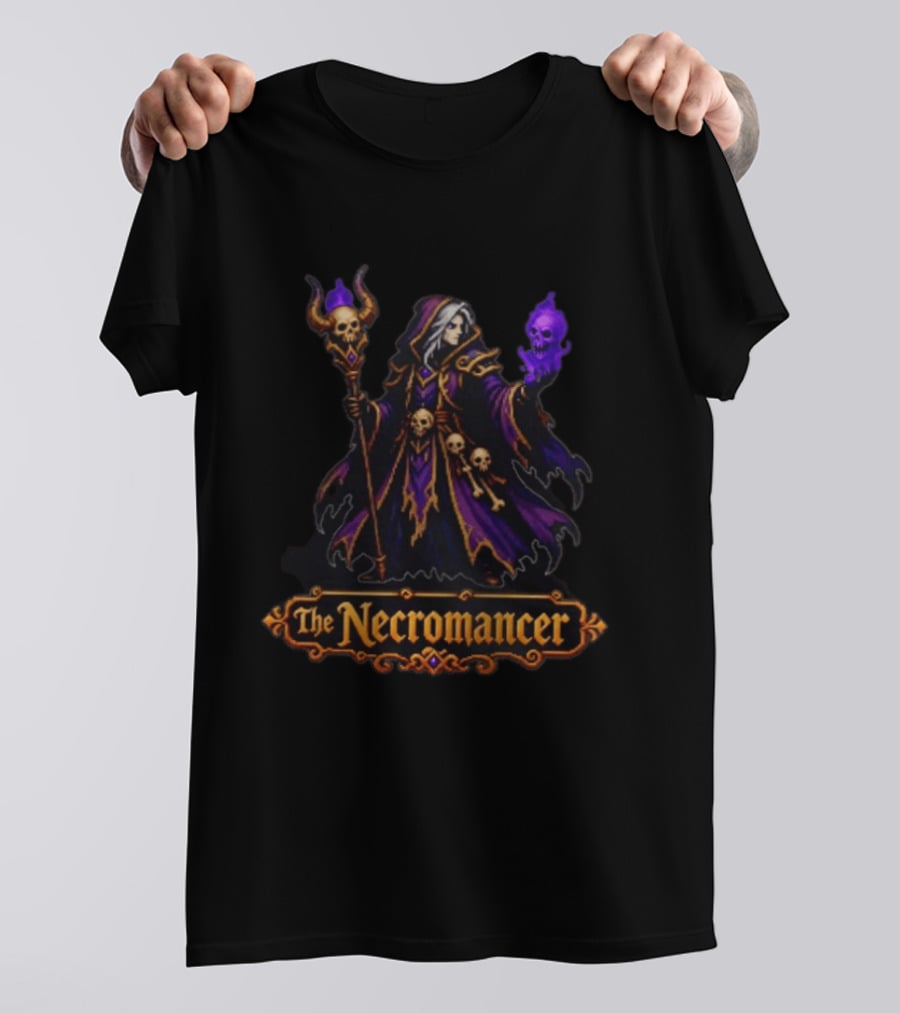 The Necromancer Retro 16 Bit Game Character Art Pixels T-Shirt