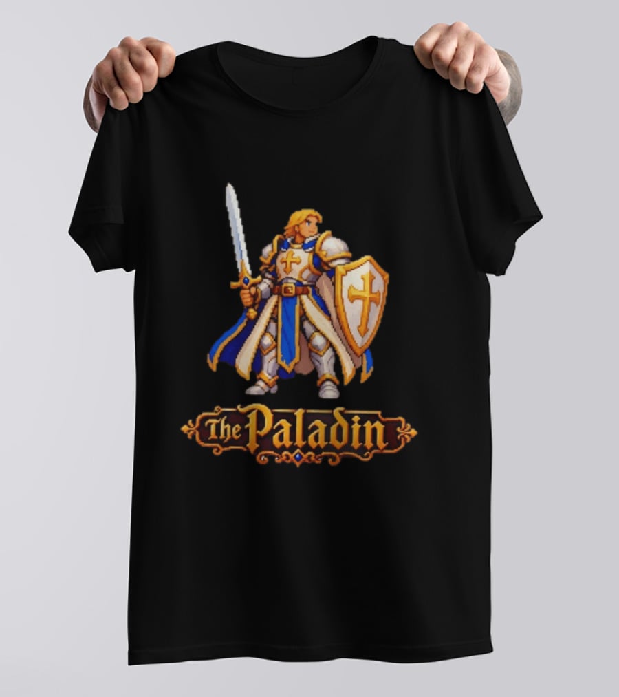 The Paladin Retro 16 Bit Game Warrior T-Shirt