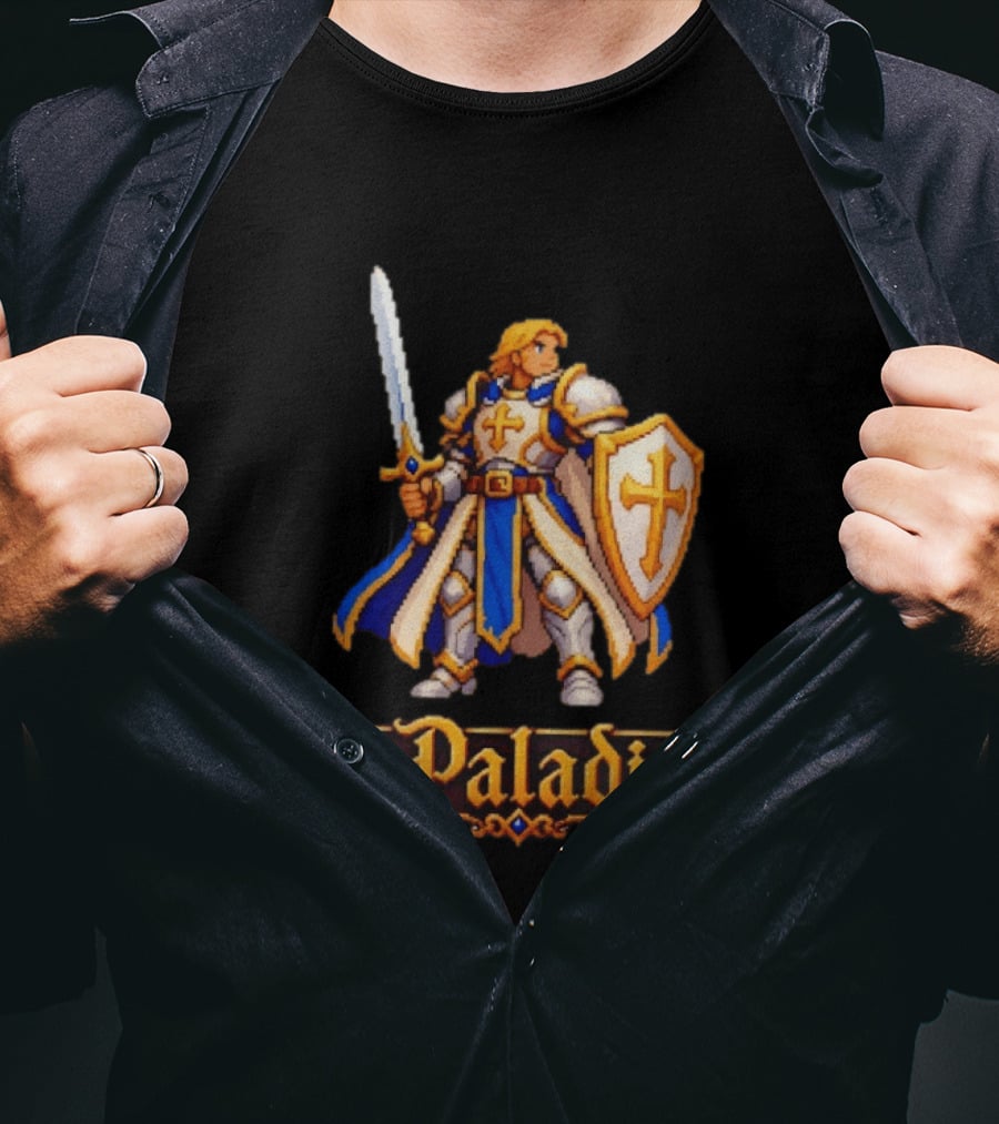 The Paladin Retro 16 Bit Game Warrior T-Shirt