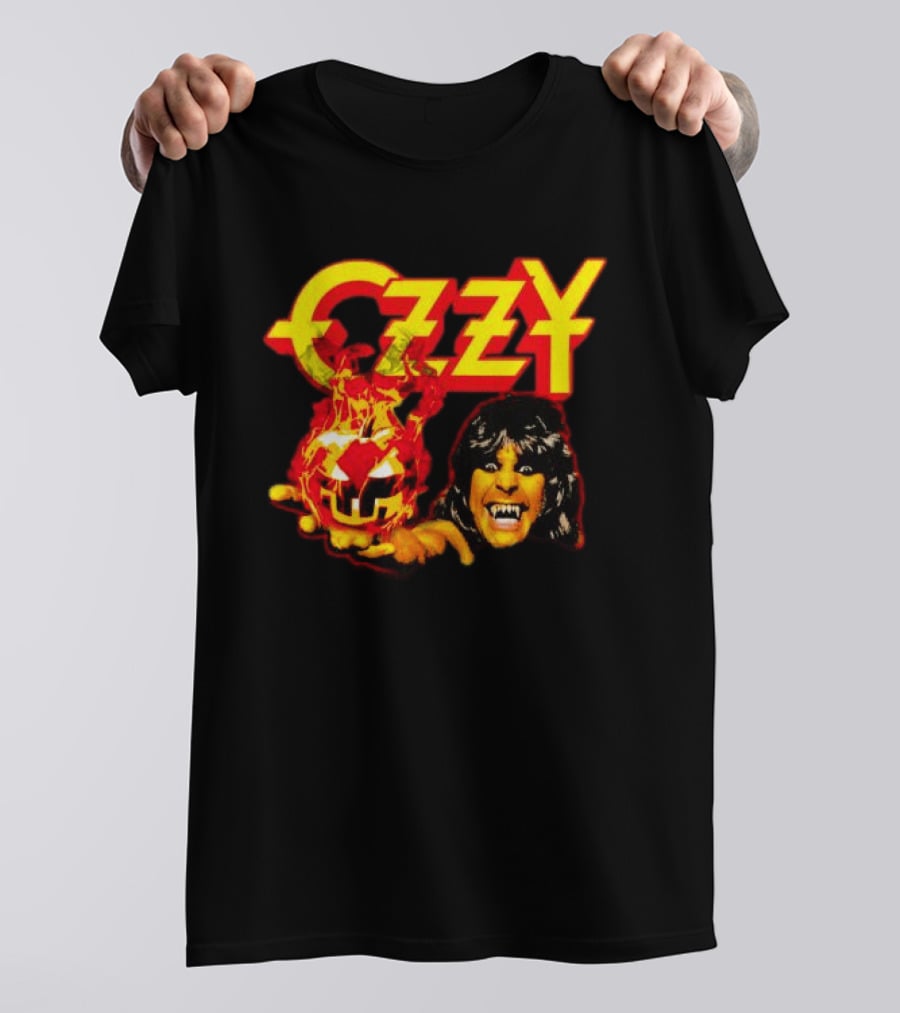 Ozzy Osbourne Halloween Pumpkin Fiery Face T-Shirt
