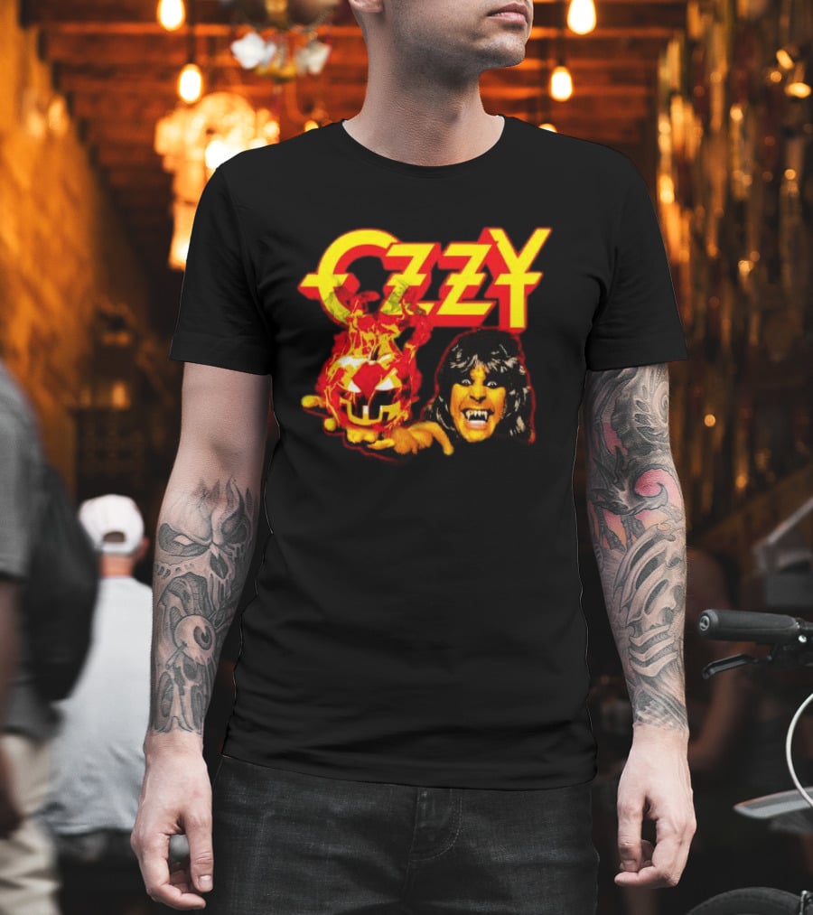 Ozzy Osbourne Halloween Pumpkin Fiery Face T-Shirt