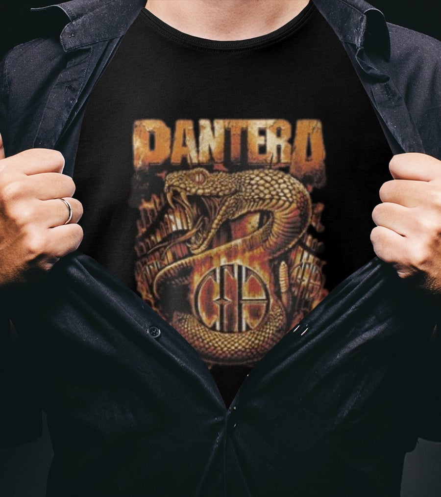 Pantera World Domination Tour 1999 Snake Artwork Heavy Metal Band Merch T-Shirt