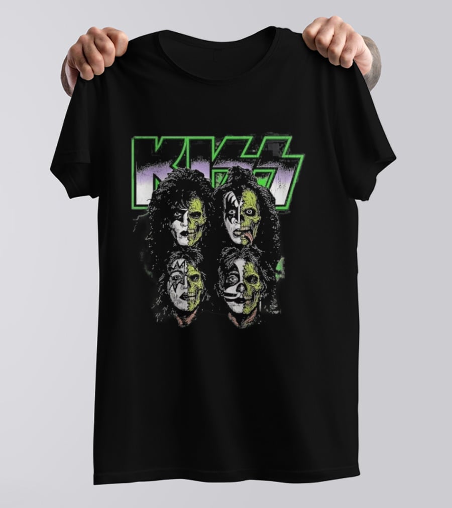 Kiss 2026 Halloween Zombie Band Members Costume Faces T-Shirt