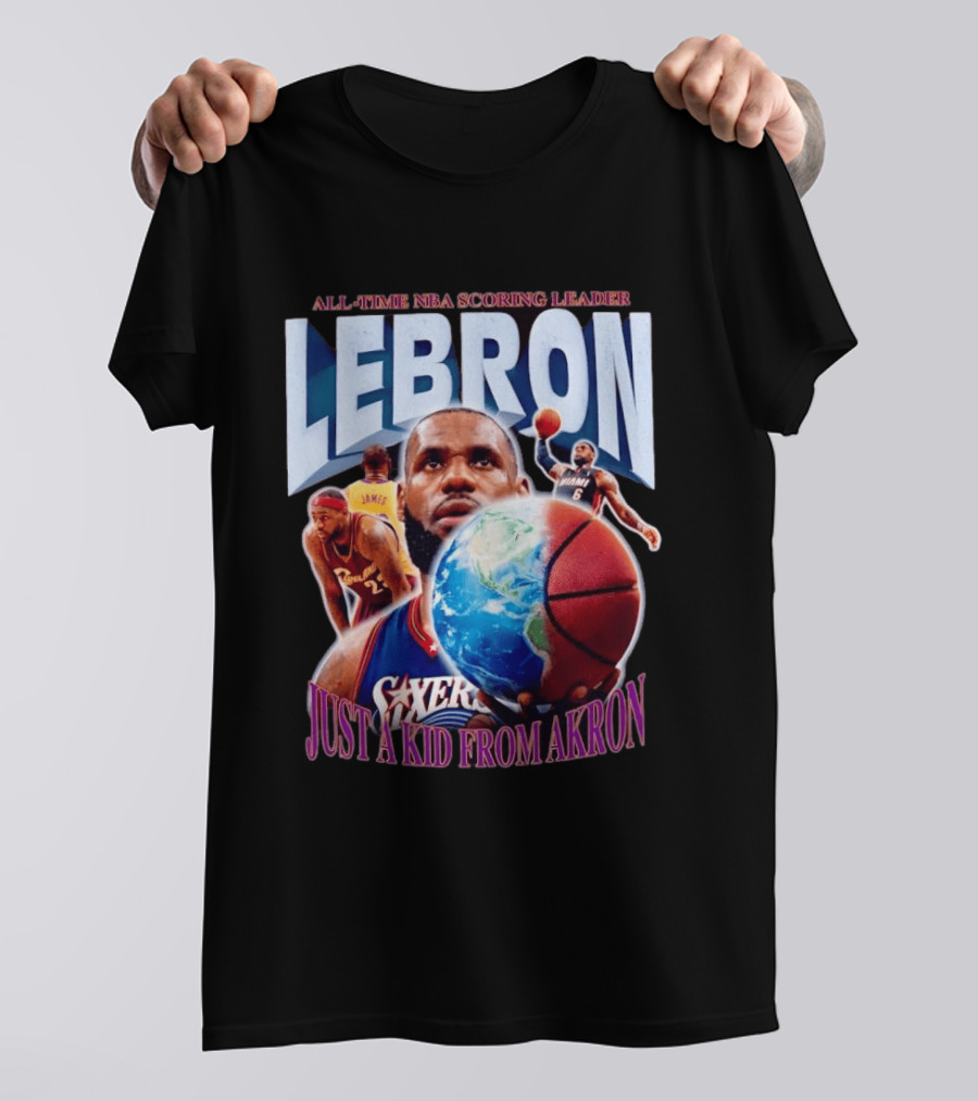 LeBron All Time NBA Scoring Leader Just A Kid From Akron T-Shirt