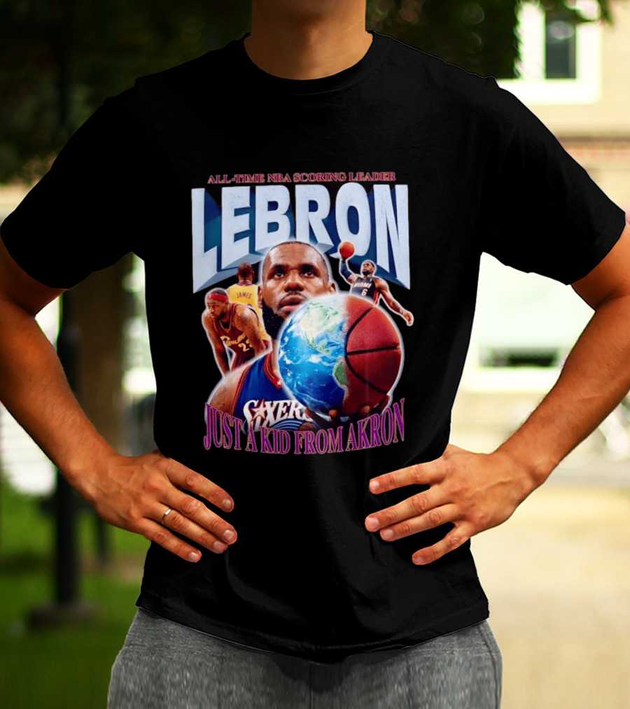 LeBron All Time NBA Scoring Leader Just A Kid From Akron T-Shirt