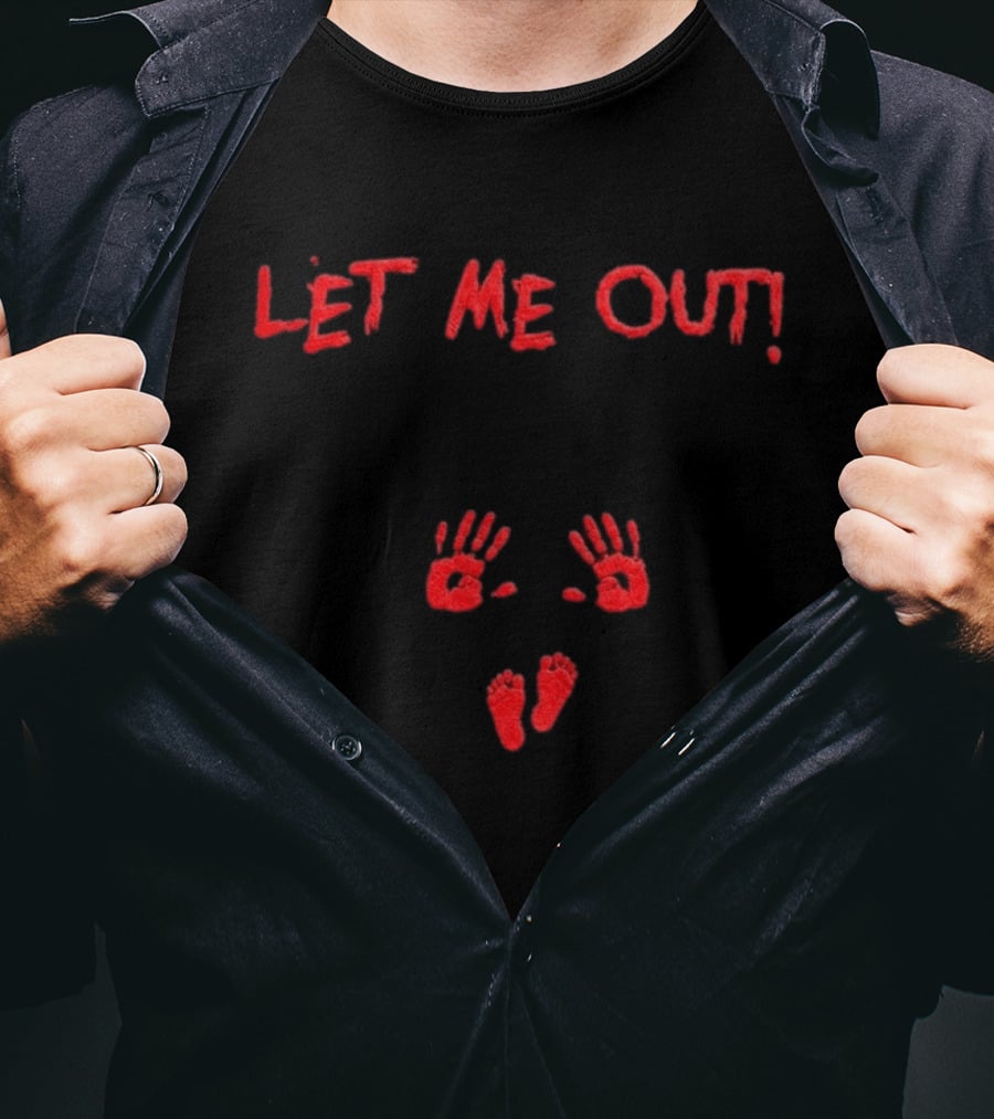Let Me Out Handprint And Footprint Blood Halloween 2026 T-Shirt