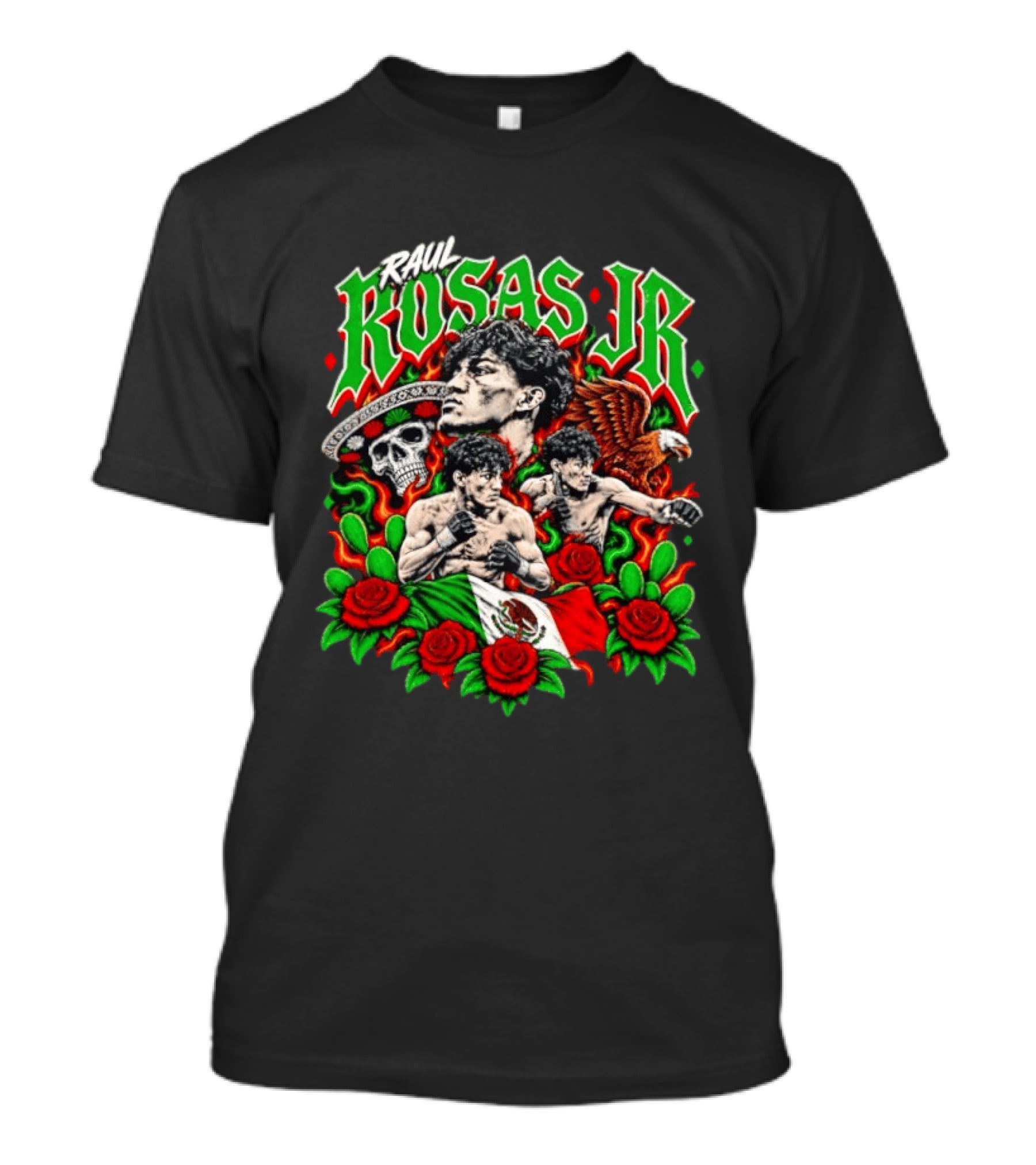 Raúl Rosas Jr UFC Mexican Flag Rose Skull Eagle T-Shirt