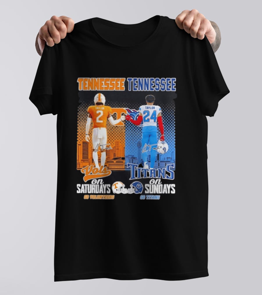 Tennessee Volunteers On Saturdays Go Volunteers Tennessee Titans On Sundays Go Titans T-Shirt