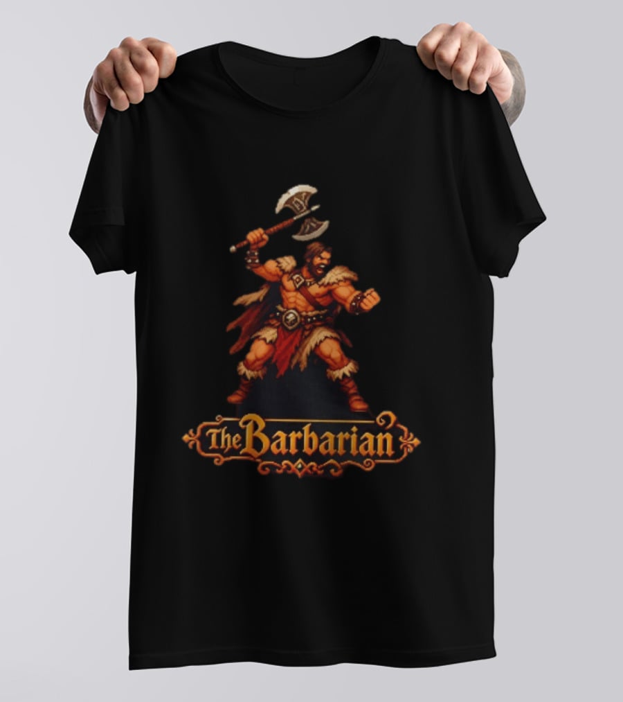 The Barbarian 16 Bit Game Cartoon Axe Warrior T-Shirt