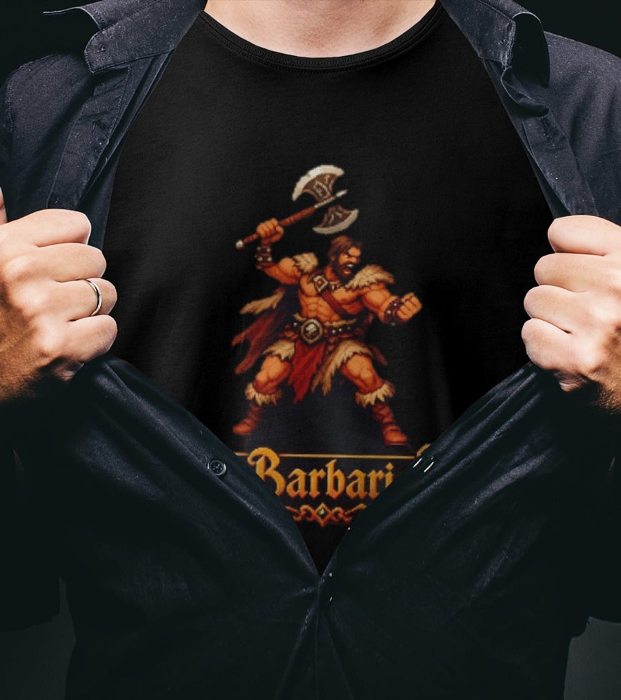The Barbarian 16 Bit Game Cartoon Axe Warrior T-Shirt