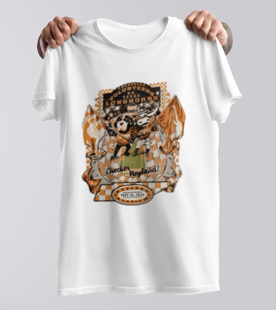 Tennessee Volunteers Vs Texas Longhorns Neyland Stadium Checker Neyland Sept 26 2026 T-Shirt