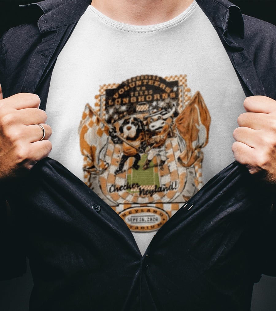 Tennessee Volunteers Vs Texas Longhorns Neyland Stadium Checker Neyland Sept 26 2026 T-Shirt