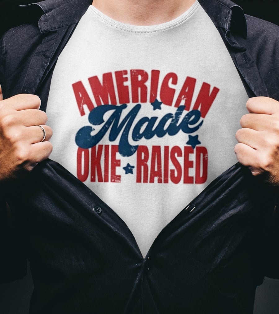 American Made Okie Raised Stars Vintage Appeal T-Shirt