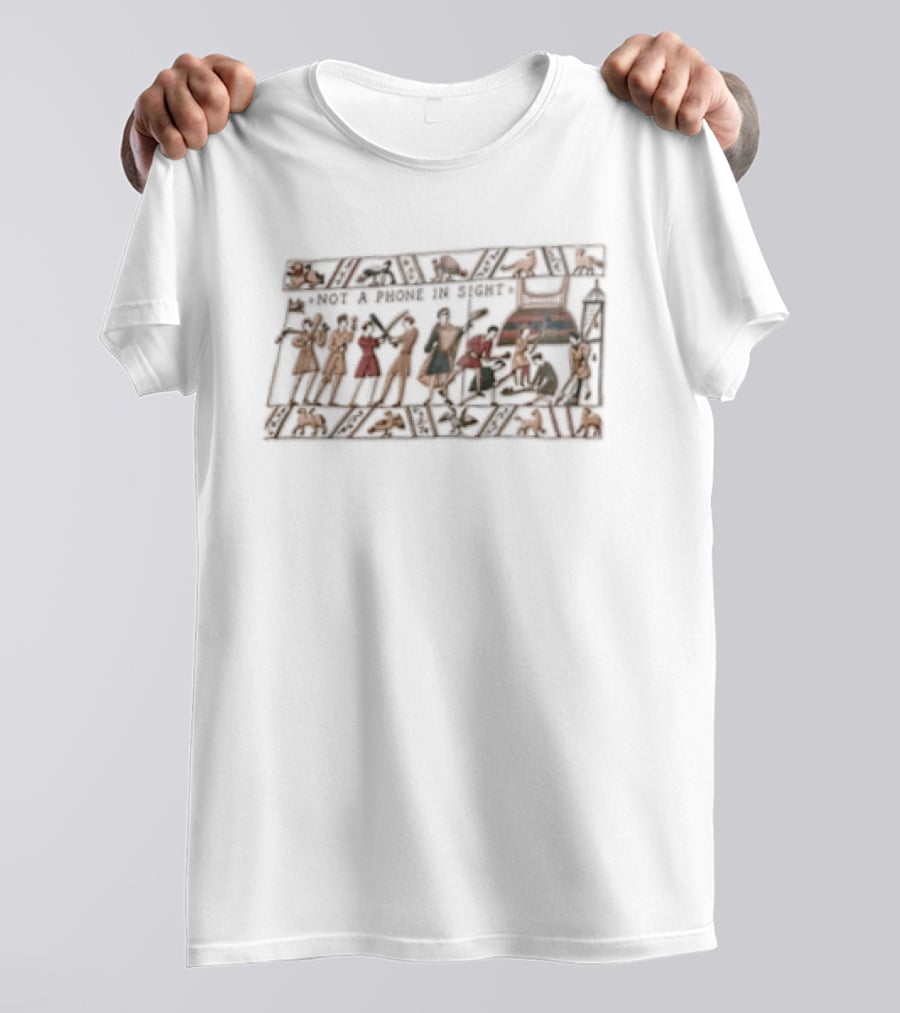 Bayeux Tapestry Not A Phone In Sight Medieval Gathering Scene T-Shirt