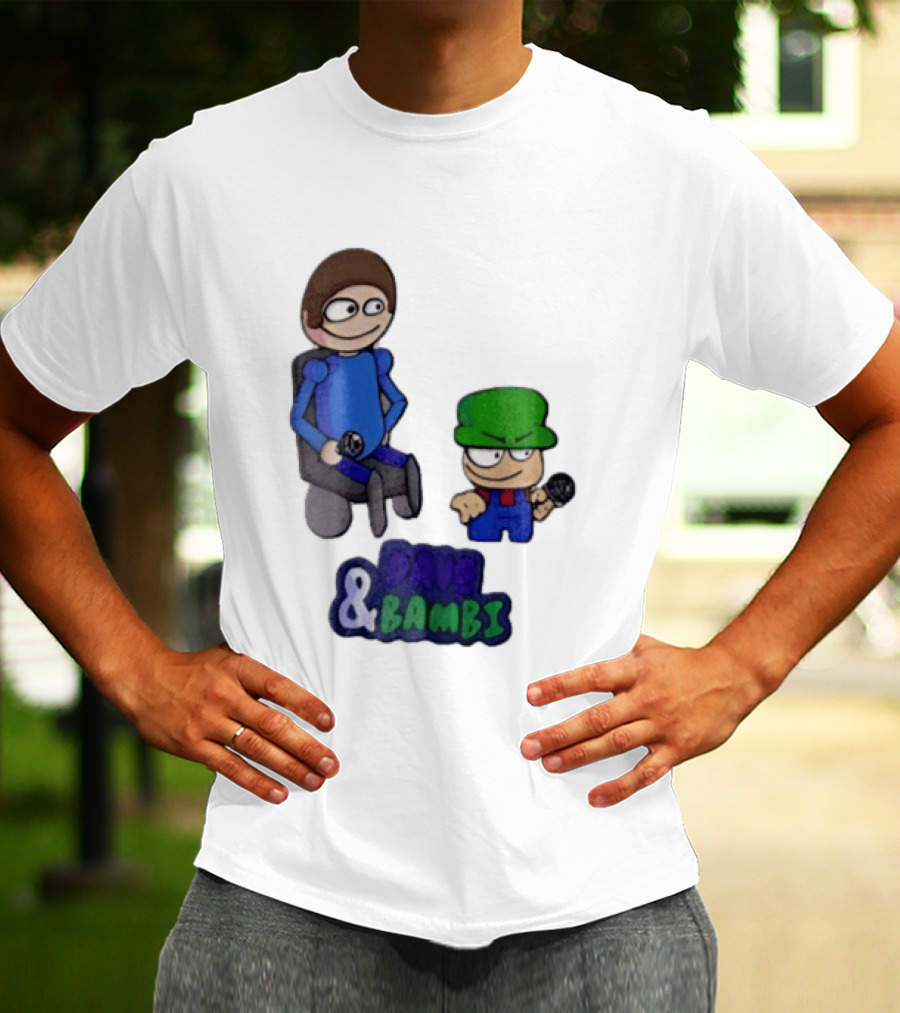 Dave And Bambi Characters Holding Microphones Cartoon T-Shirt