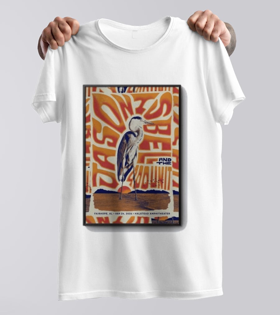 Original Jason Isbell And The 400 Unit September 24 2026 Fairhope AL Halstead Amphitheater Heron T-Shirt