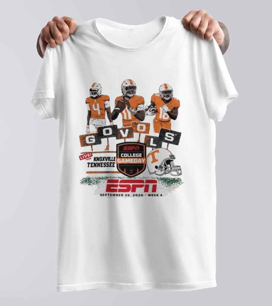 Gameday Knoxville Tennessee Go Vols ESPN College Football September 26 2026 Week 4 T-Shirt