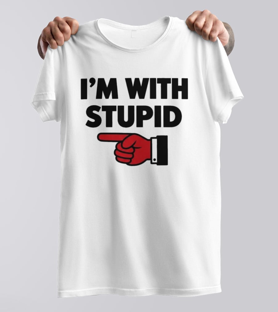 I'm With Stupid Red Foam Finger Gesture T-Shirt