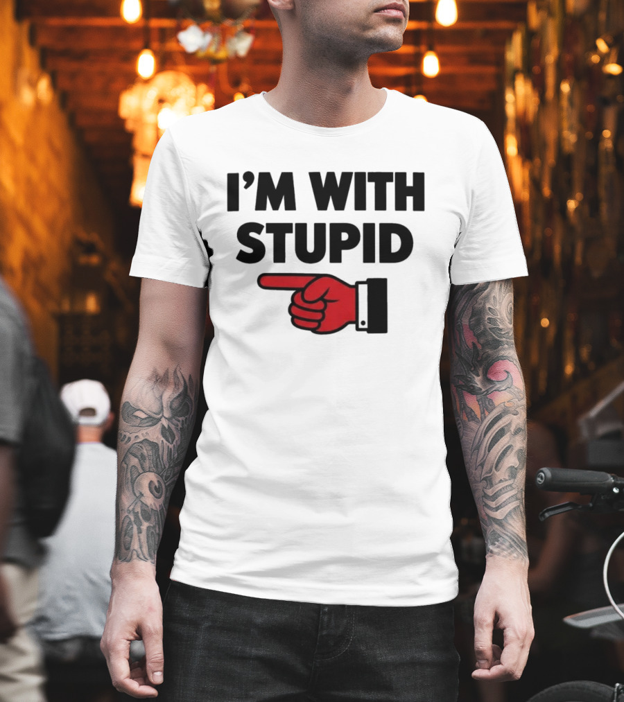 I'm With Stupid Red Foam Finger Gesture T-Shirt