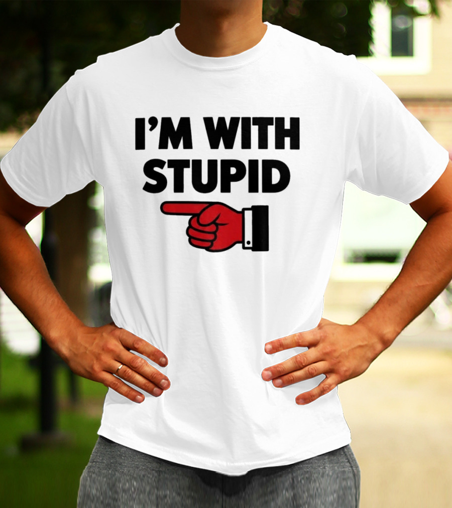 I'm With Stupid Red Foam Finger Gesture T-Shirt