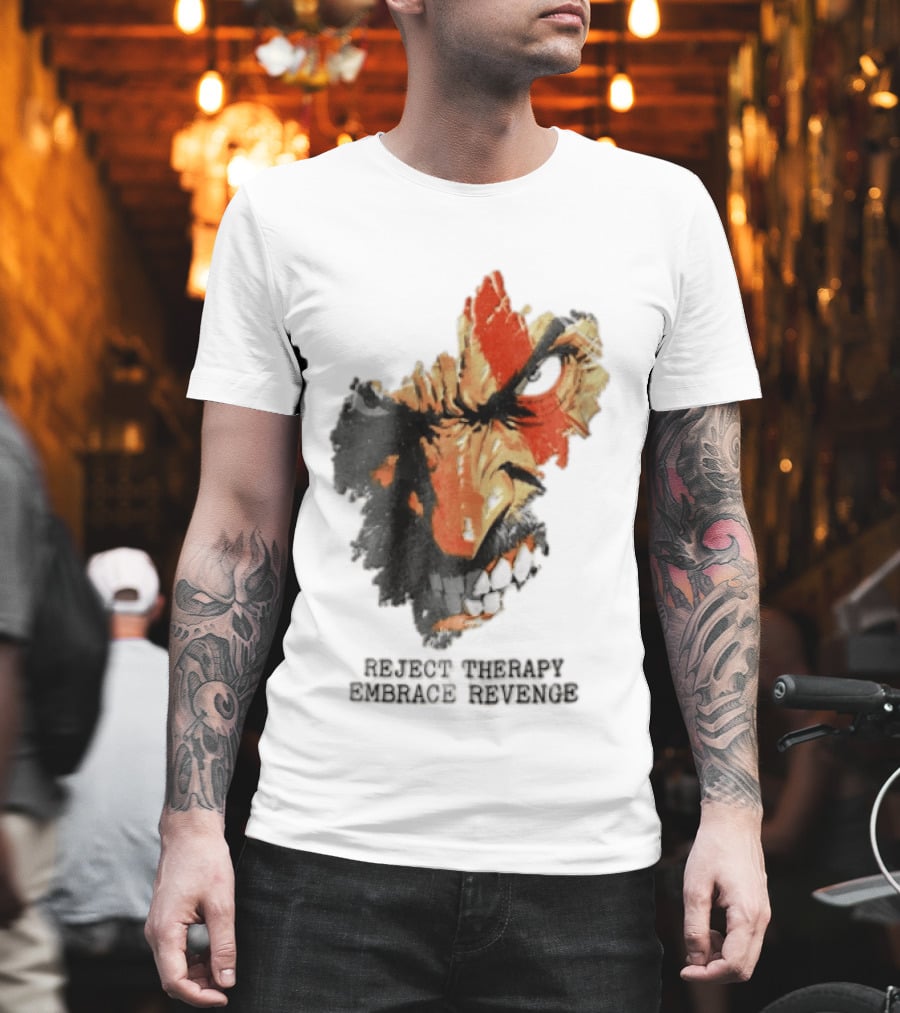 Reject Therapy Embrace Revenge Kratos Angry Bearded Man Red Tattoo God Of War T-Shirt