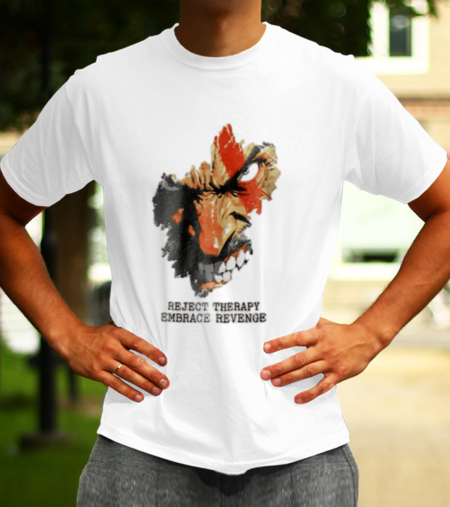 Reject Therapy Embrace Revenge Kratos Angry Bearded Man Red Tattoo God Of War T-Shirt