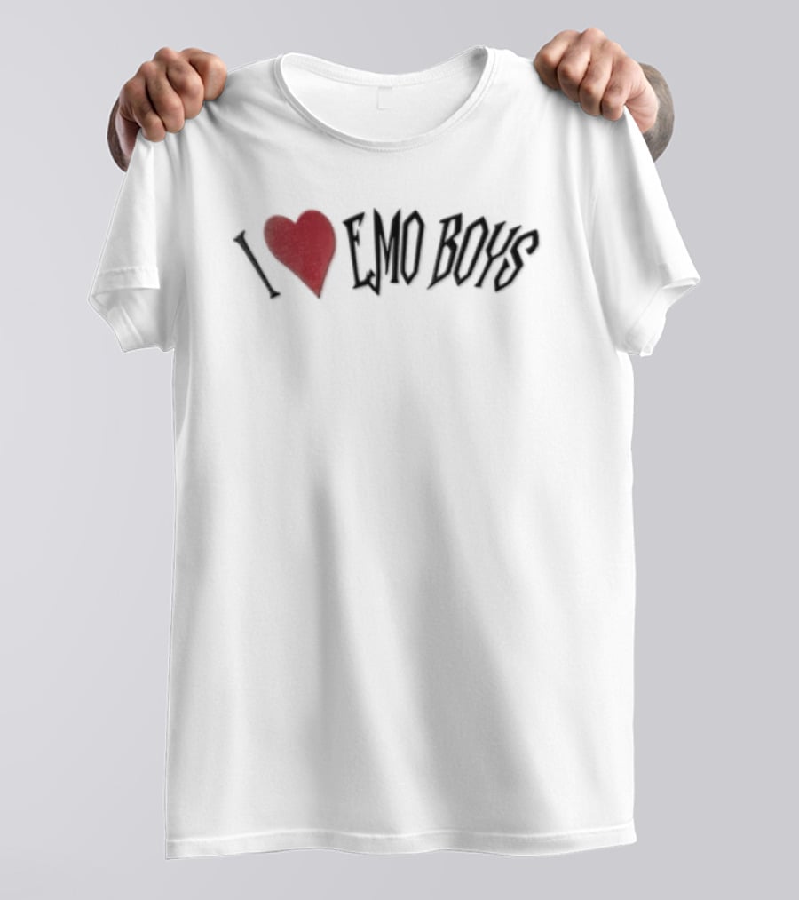 I Love Emo Boys Red Heart T-Shirt