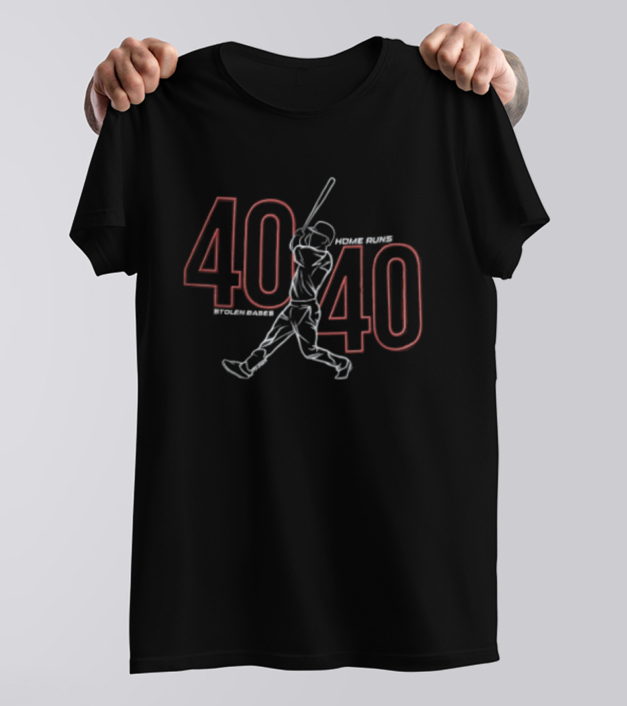 40 40 Home Runs Stolen Bases Baseball Player Swinging Bat T-Shirt
