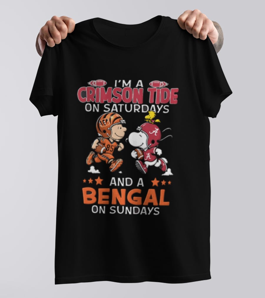 I Am A Crimson Tide On Saturdays And A Bengal On Sundays Football Rivalry Fan Spirit T-Shirt