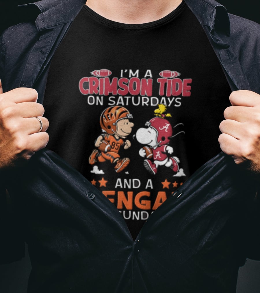 I Am A Crimson Tide On Saturdays And A Bengal On Sundays Football Rivalry Fan Spirit T-Shirt