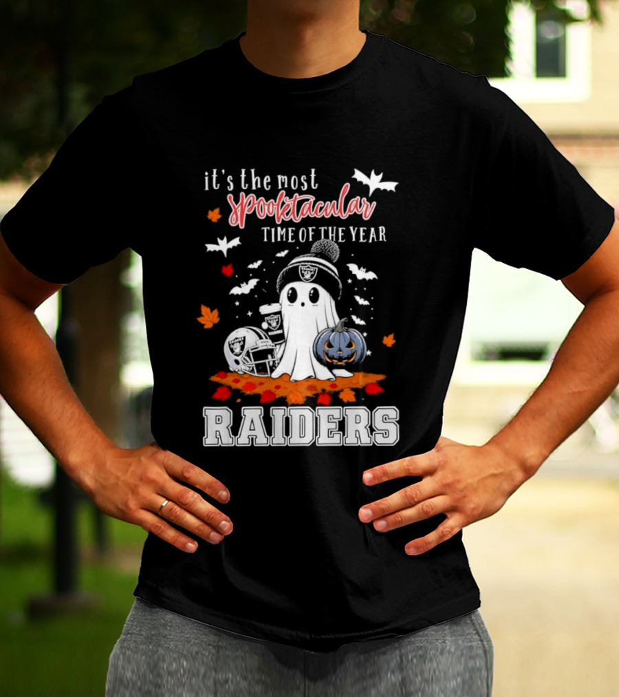 It's The Most Spooktacular Time Of The Year Raiders Halloween Ghost Pumpkin T-Shirt
