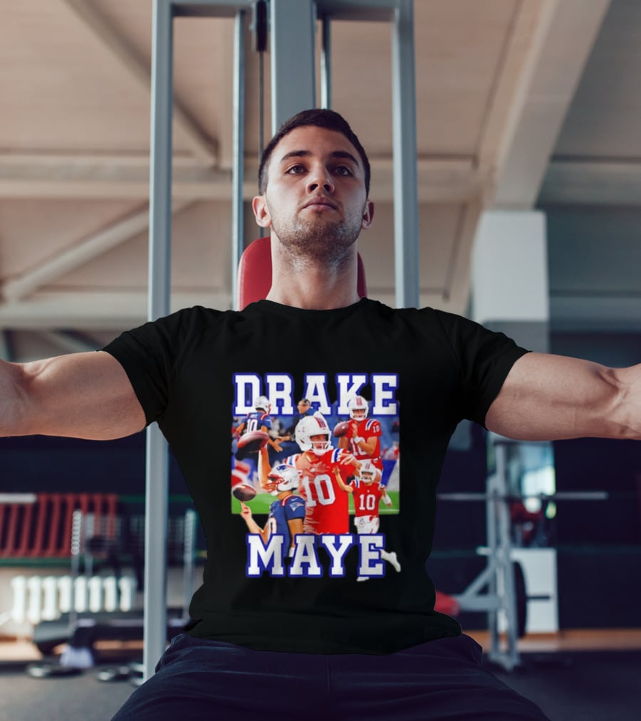 Drake Maye New England Patriots Inspired Football Player Collage T-Shirt