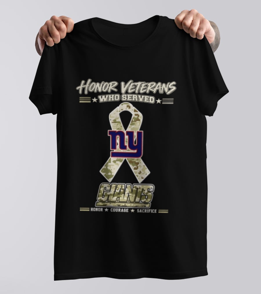 New York Giants Honor Veterans Who Served Salute Camouflage Ribbon NFL T-Shirt