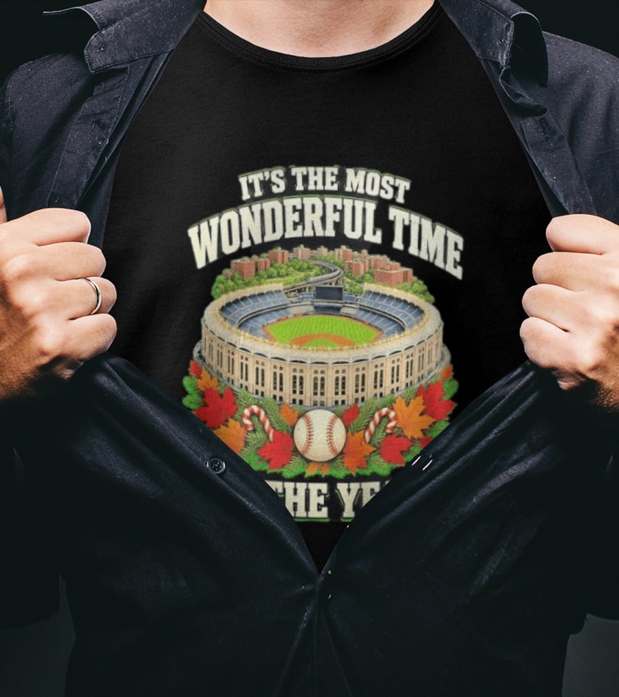 It's The Most Wonderful Time New York Yankee Stadium Baseball Holiday Season T-Shirt
