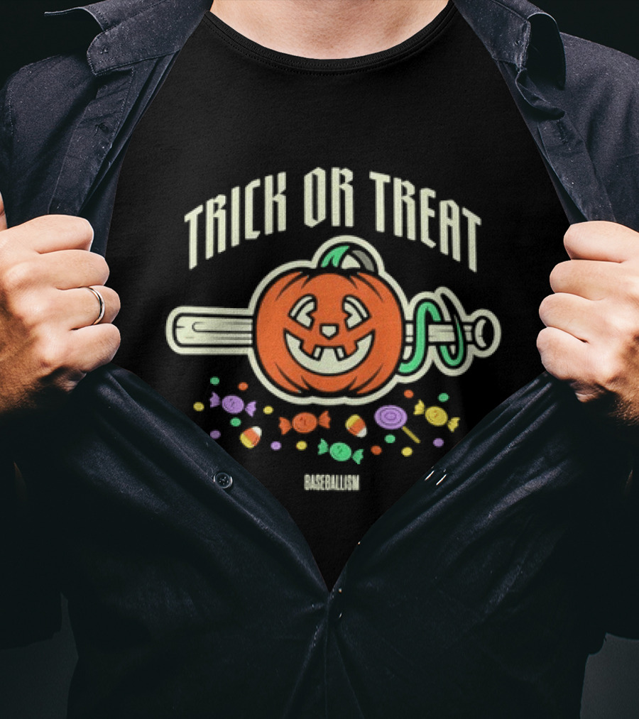 Trick Or Treat Baseballism Pumpkin Candy Haul T-Shirt