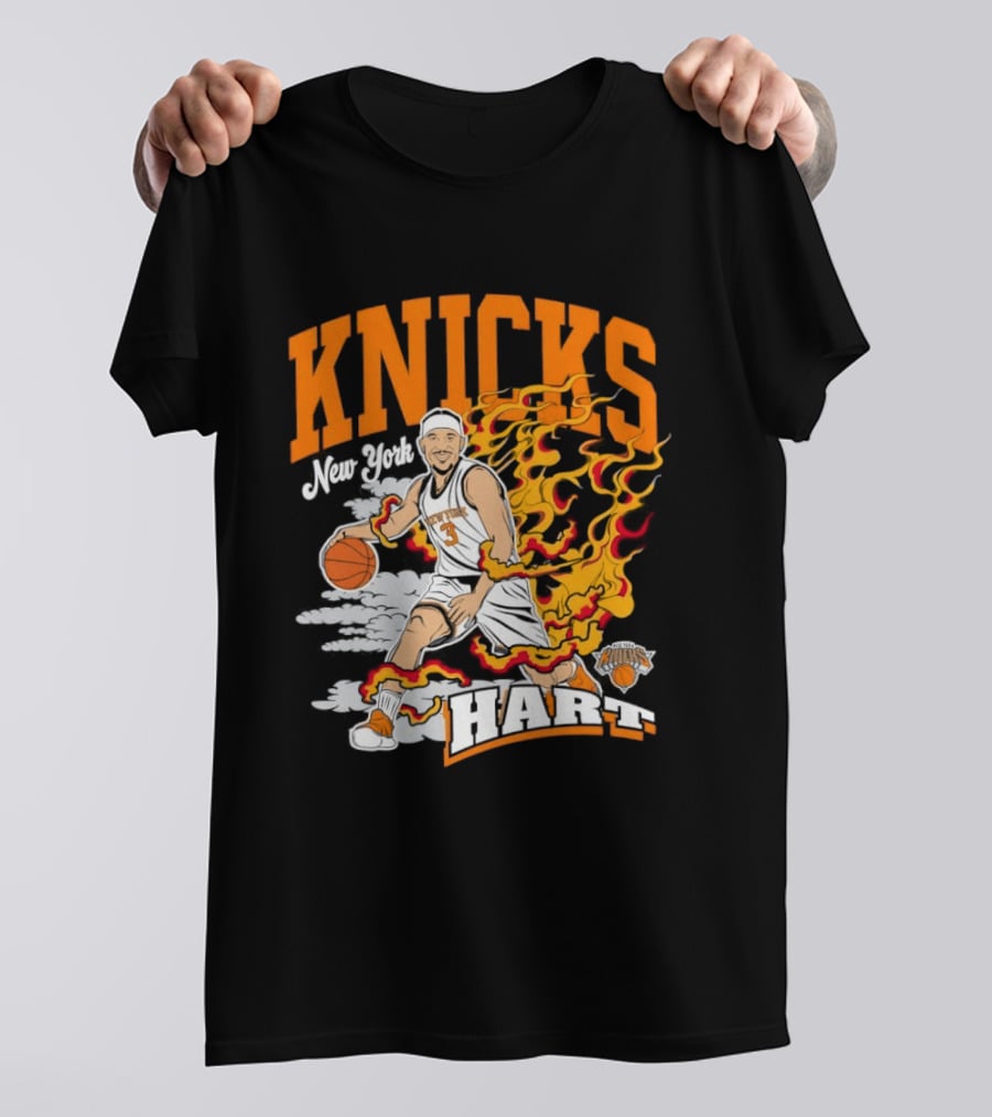 New York Knicks Josh Hart No 3 Basketball Fire T-Shirt
