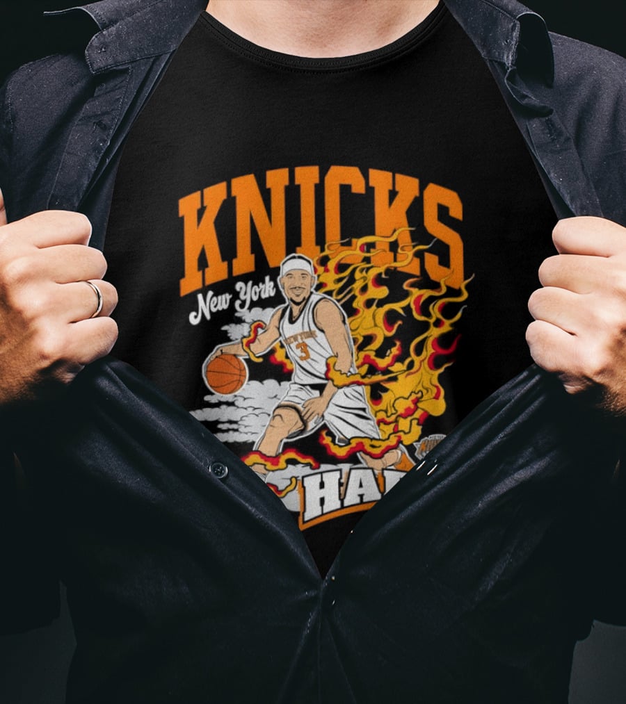 New York Knicks Josh Hart No 3 Basketball Fire T-Shirt