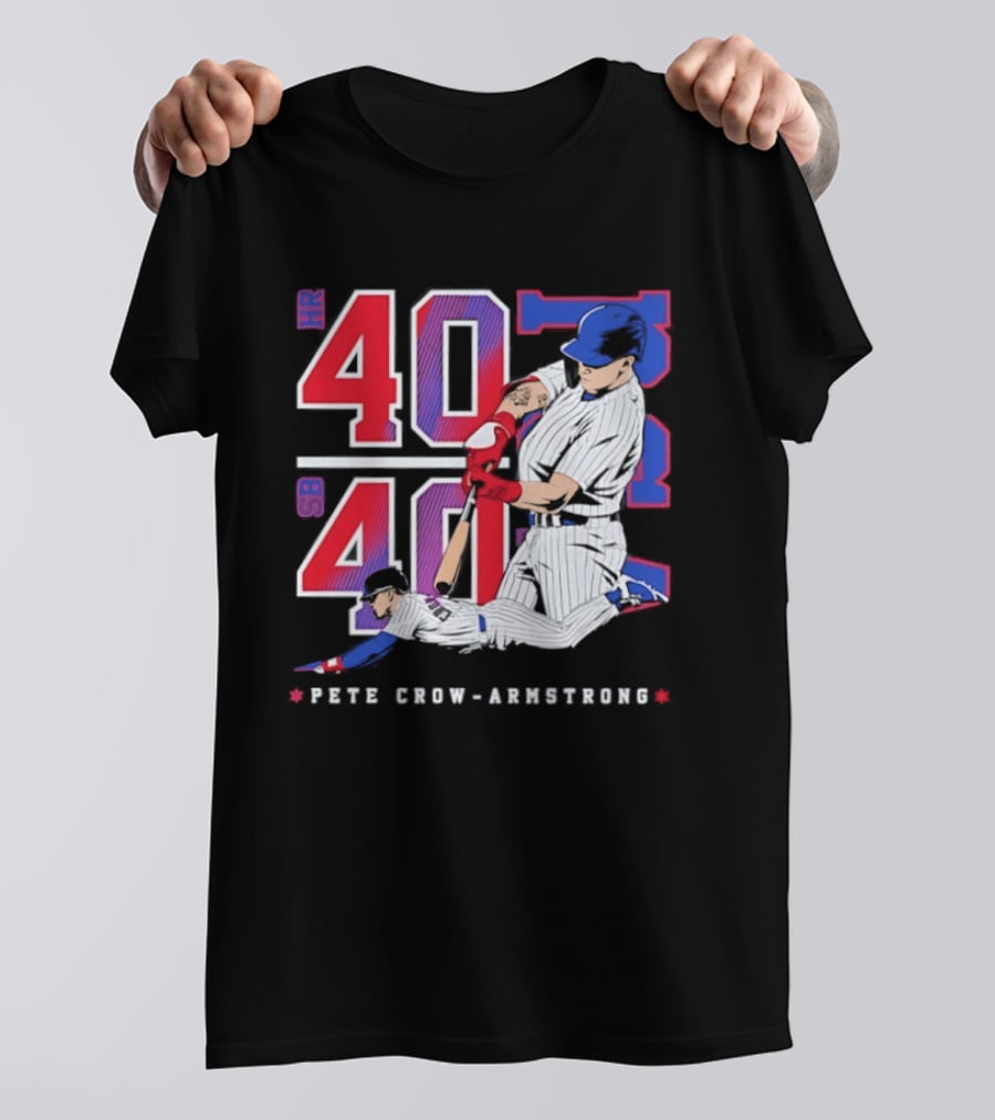 Pete Crow Armstrong 40 40 HR SB Club Chicago Cubs Players T-Shirt