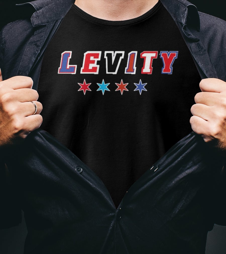 Levity Chicago Stars Red Blue White Mashup T-Shirt
