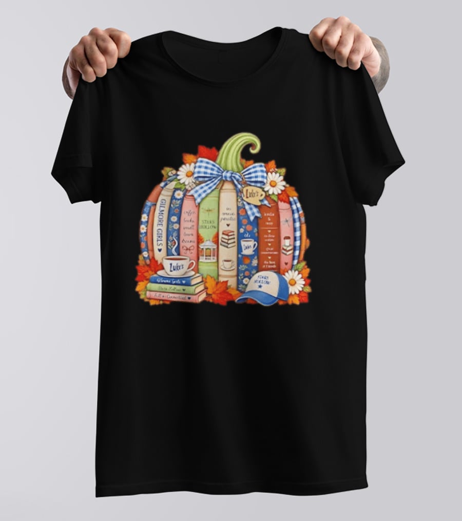 Gilmore Girls Pumpkin Stars Hollow Luke's Coffee Autumn Cozy Bookish Vibes T-Shirt