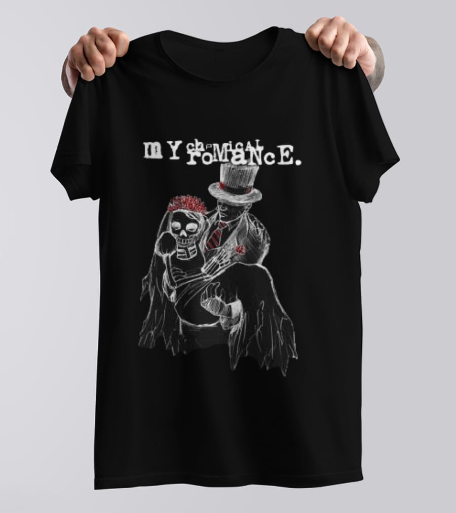 My Chemical Romance Dark Wedding Skeleton And Groom With Top Hat T-Shirt