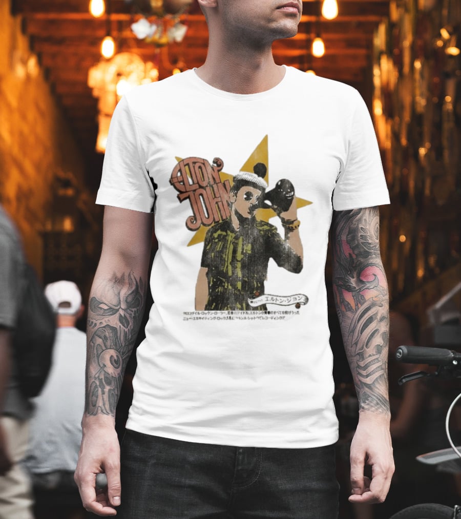 Elton John Saturday Nights Alright For Fighting Retro Style Japanese T-Shirt