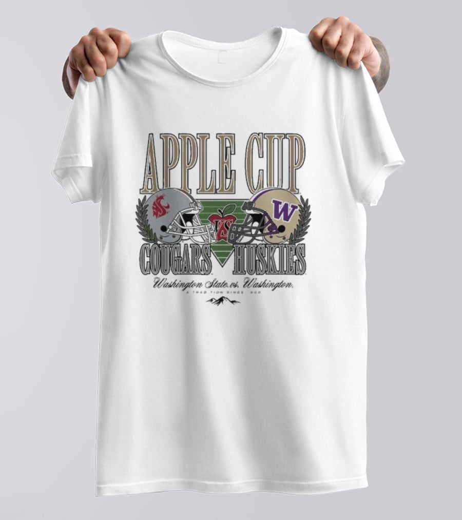 Apple Cup Cougars Vs. Huskies Washington State Rivalry Helmets T-Shirt