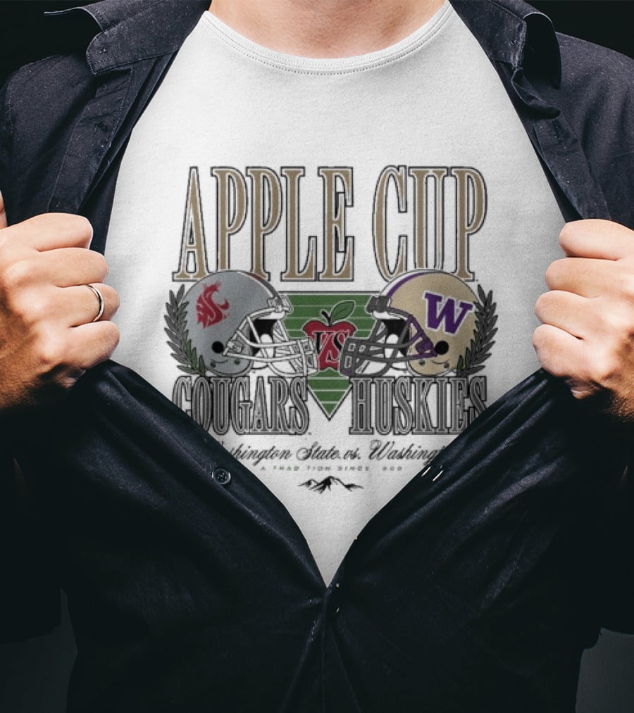 Apple Cup Cougars Vs. Huskies Washington State Rivalry Helmets T-Shirt