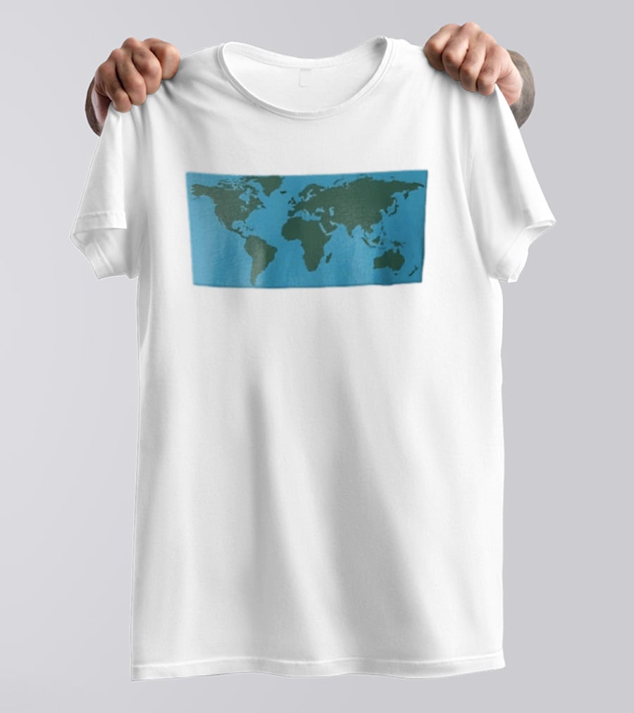 World Map Continents Green And Blue Ocean T-Shirt
