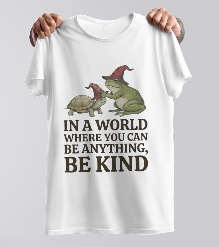 In A World Where You Can Be Anything Be Kind Wizards Frog And Turtle T-Shirt