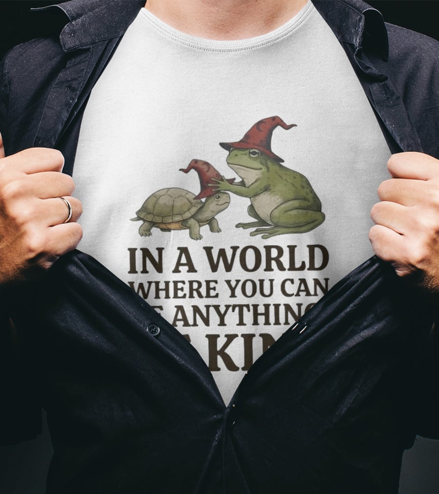 In A World Where You Can Be Anything Be Kind Wizards Frog And Turtle T-Shirt