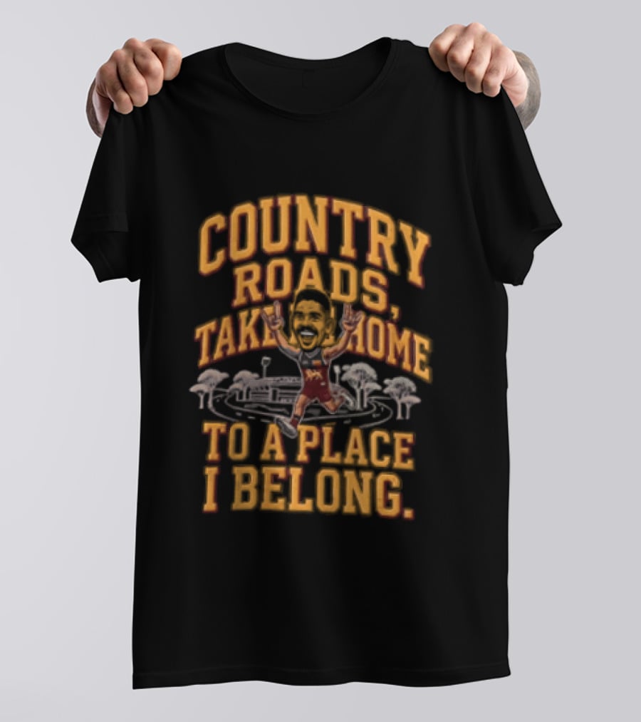 Brisbane Lions Charlie Cameron Country Roads Take Me Home To A Place I Belong T-Shirt